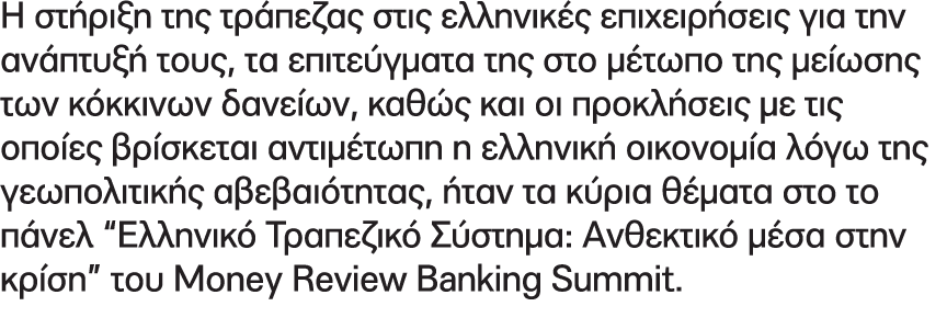 Η στήριξη της τράπεζας στις ελληνικές επιχειρήσεις για την ανάπτυξή τους, τα επιτεύγματα της στο μέτωπο της μείωσης τ...